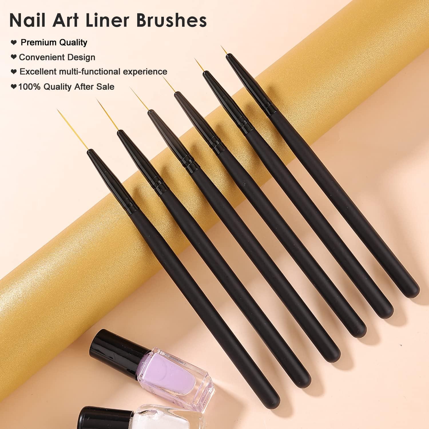 6Pcs Nail Art Brushes for Nail Art Liner Brushes Nail Gel Polish