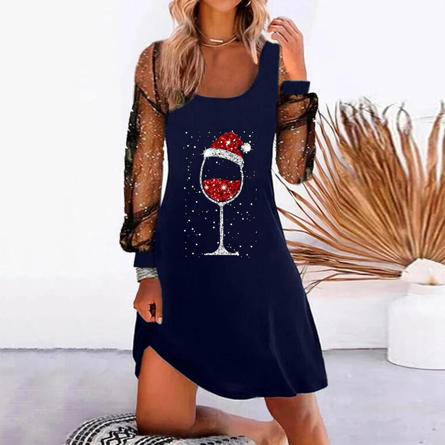 Women Fashionable Square Neck Skirt Mesh Splicing Sleeves Loose Dress Casual Dress for Women Summer Blue Small
