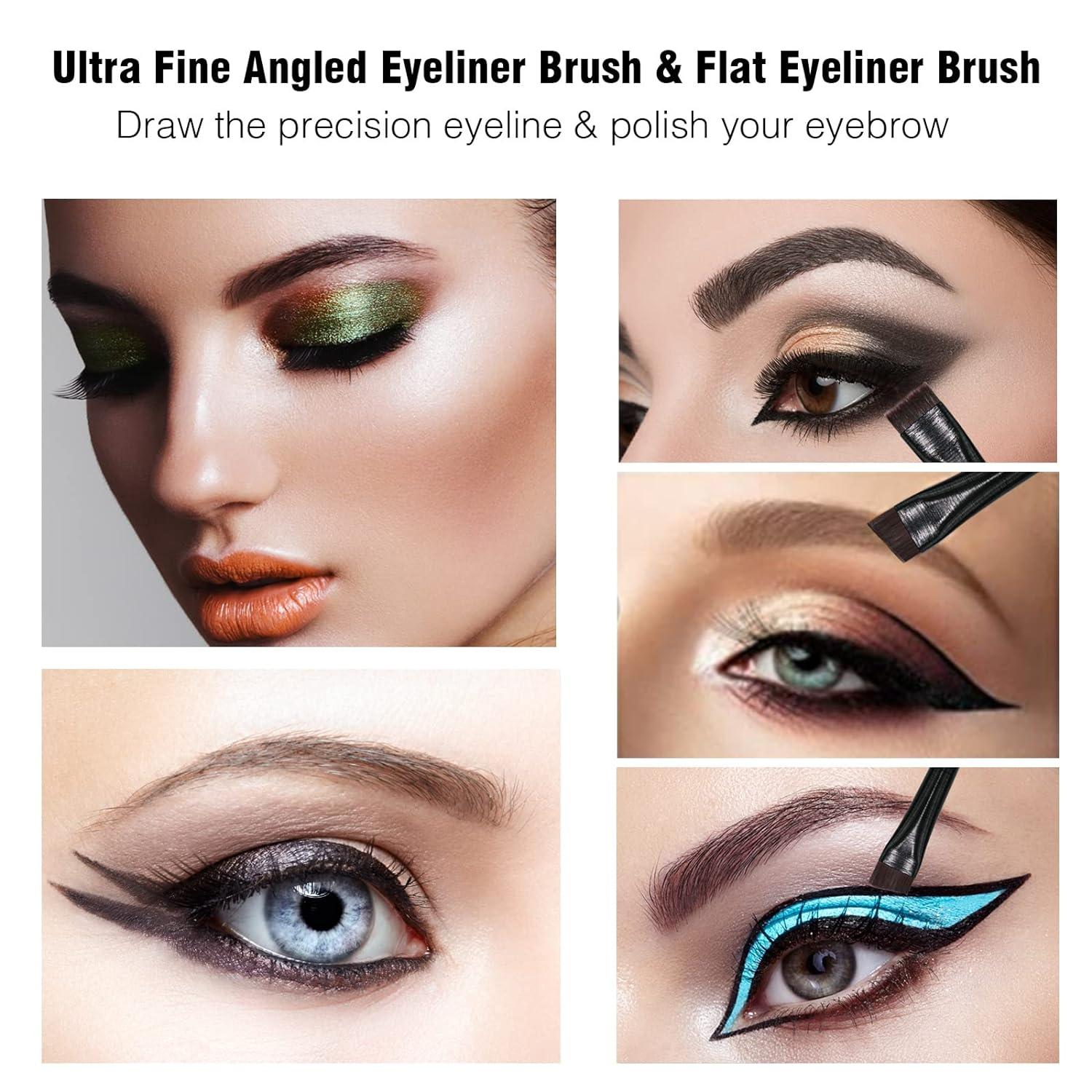 Eyeliner Brush Fine Angled Point Banidy Angled Eyebrow Brushes Set 3