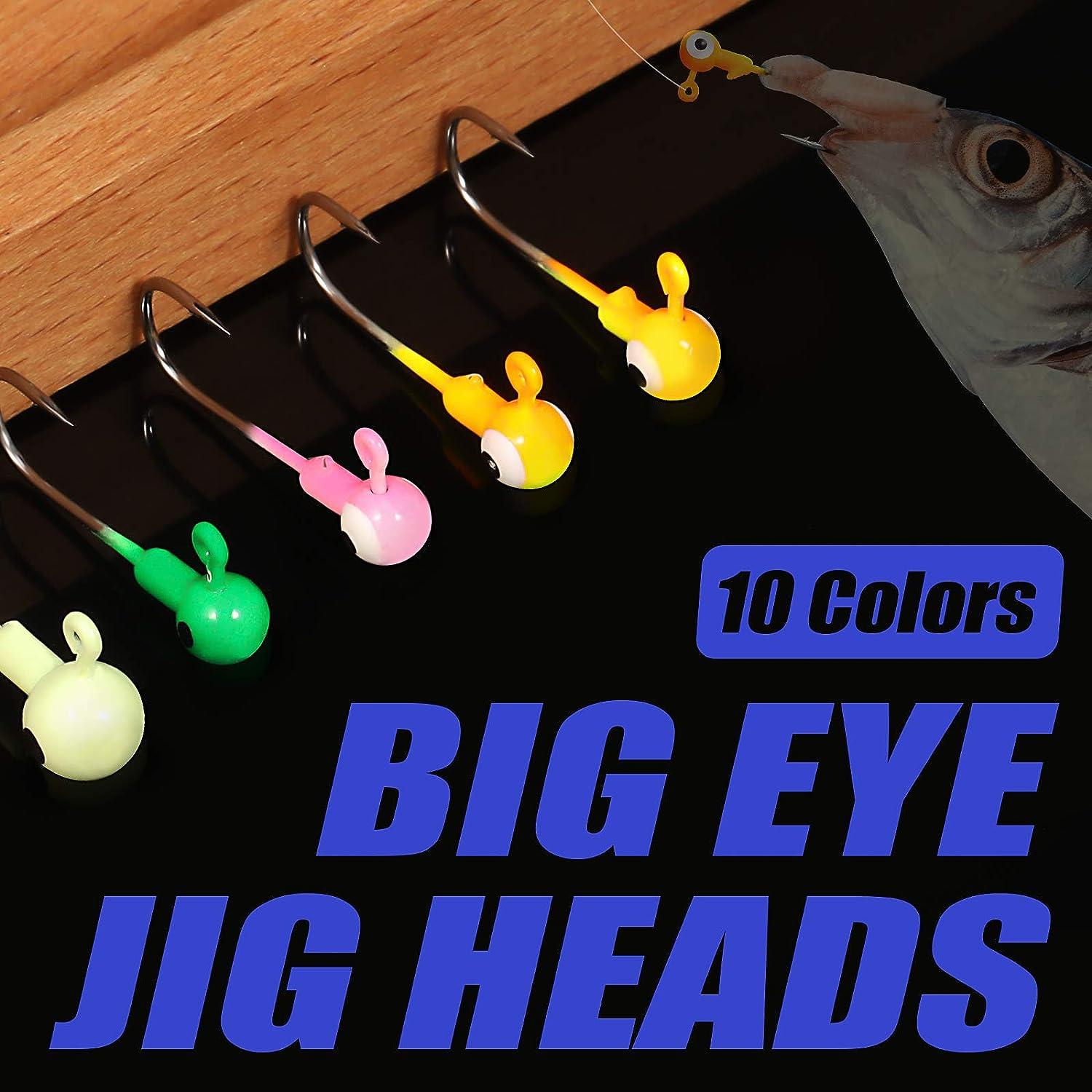 Sumind 100 Pieces Jig Head Jig Ball Fishing Jig Hooks Round Painted Fishing  Lures with Plastic Box for Freshwater and Saltwater Fishing