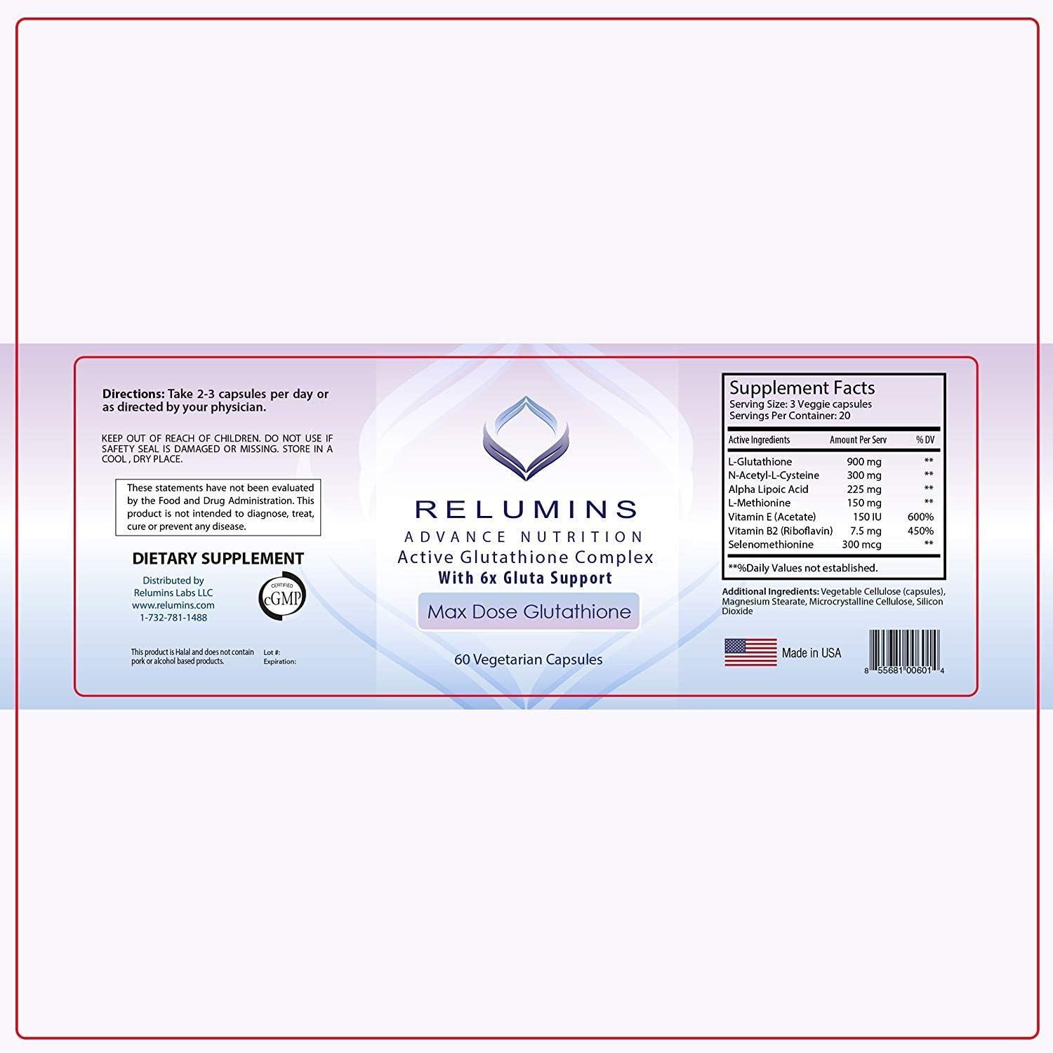 Relumins Advance White Active Glutathione Complex - 3 Bottles Oral  Lightening Capsules for Skin Brightening & Rejuvenation - 60 Capsules Each  | Buy Now with Express International Delivery