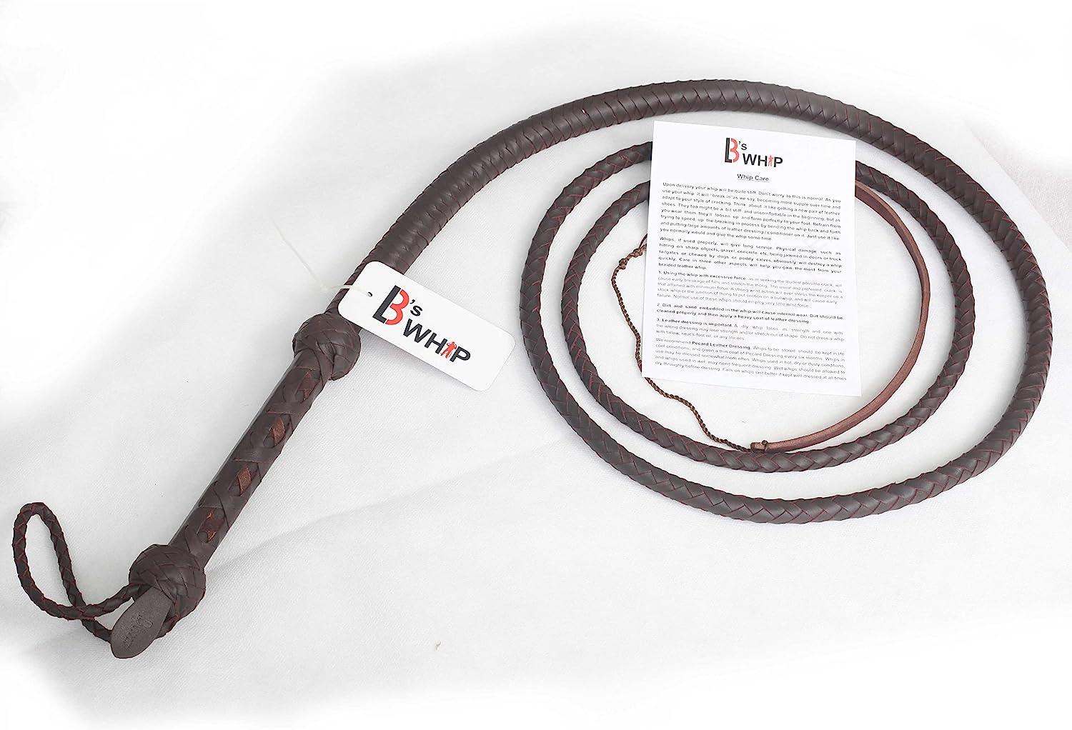 Indiana Jones Style 6 Foot 8 Plait Dark Brown Leather Bullwhip