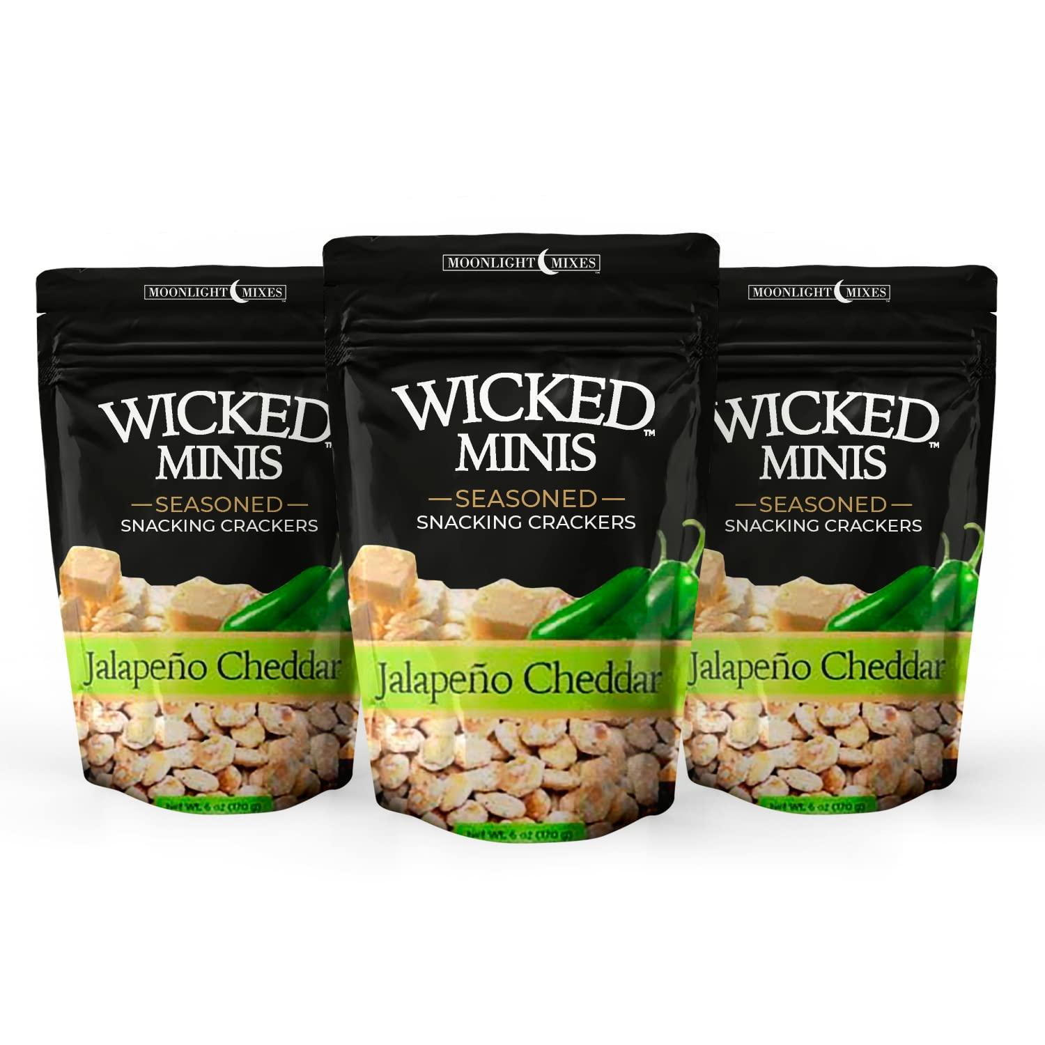 Wicked Minis Jalapeno Cheddar Soup Crackers Snack Mix 6oz Bag (Pack of 3)