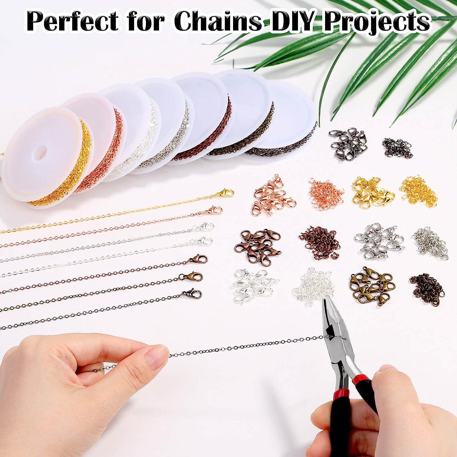 70Ft Jewelry Making Chains, 7 Colors 2mm Stainless Necklace Chains