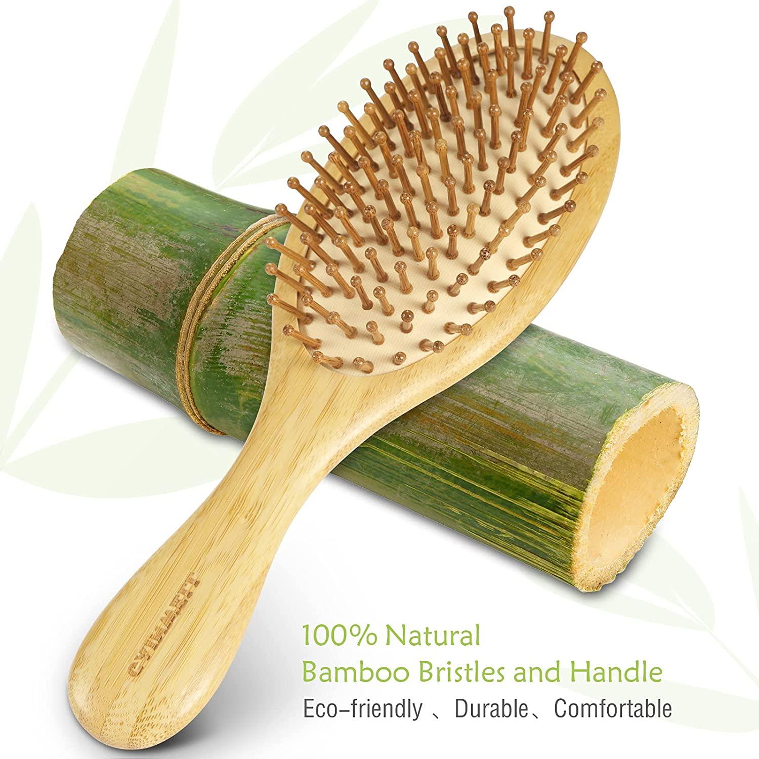 GAINWELL Bamboo Paddle Hair Brush Bamboo Bristles Detangling