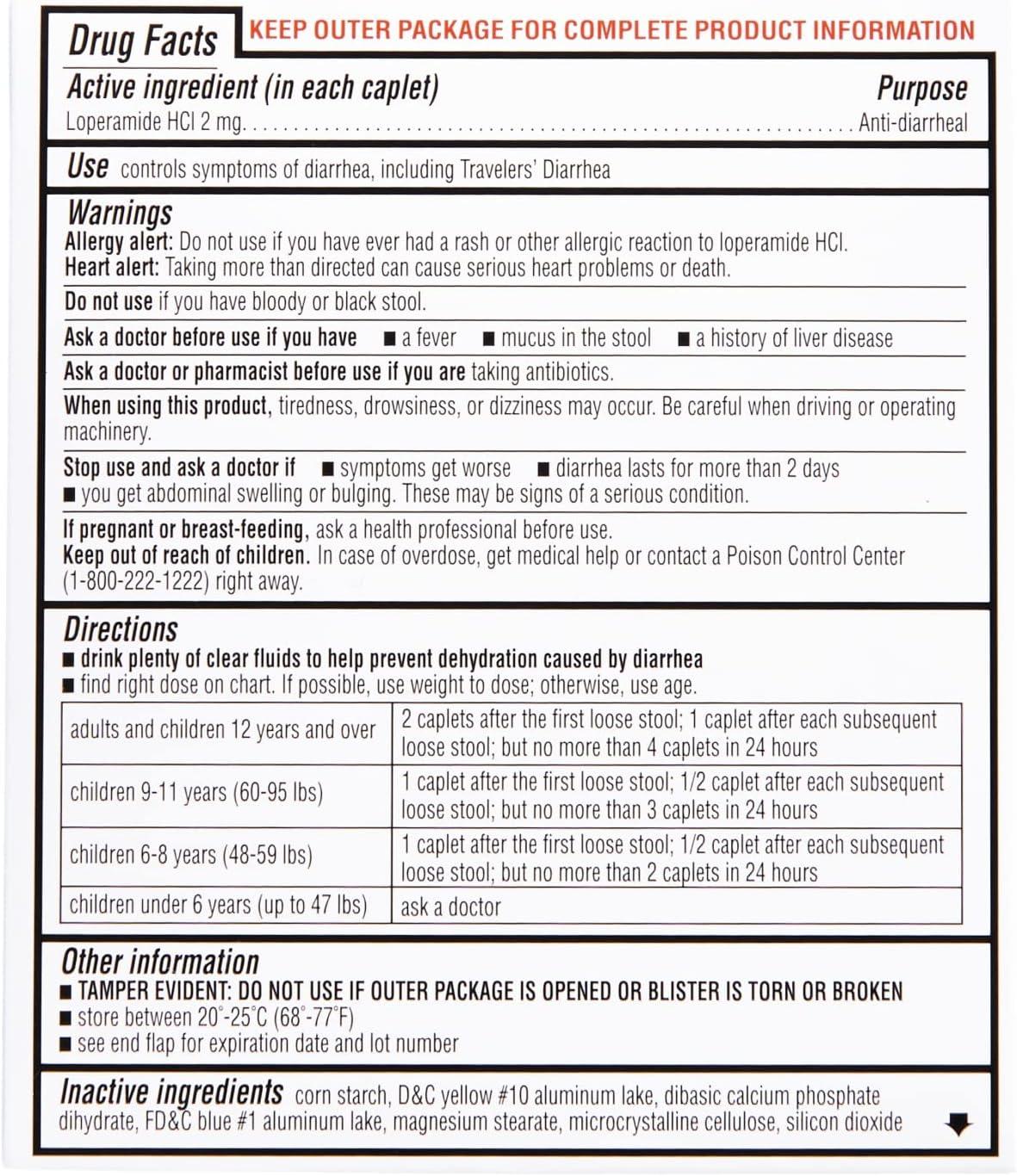 Rite Aid AntiDiarrheal Caplets, 24 Count, 2 mg Loperamide
