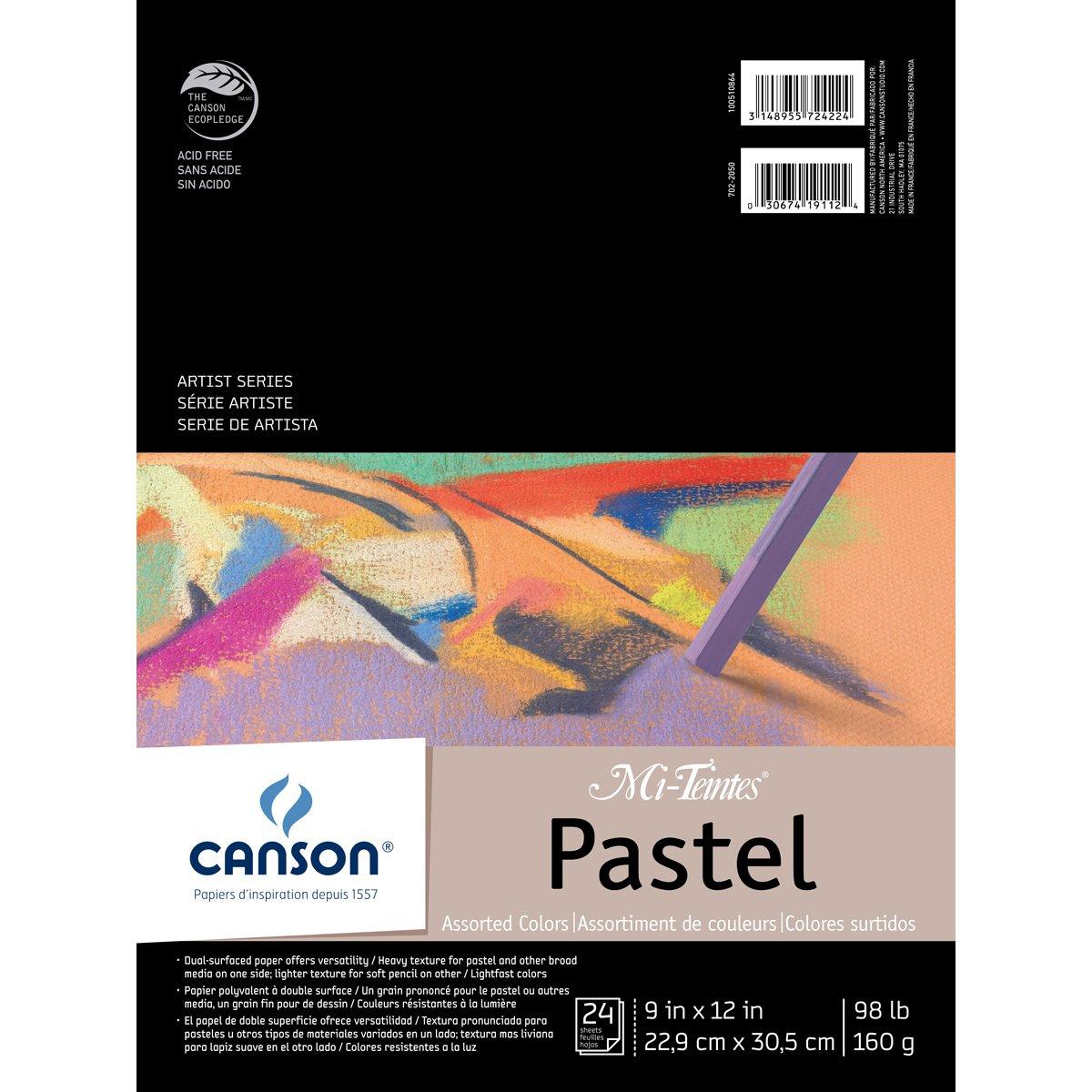 Canson MiTeintes Pastels Paper Pad 9X12 Assorted Colors 24 Sheets