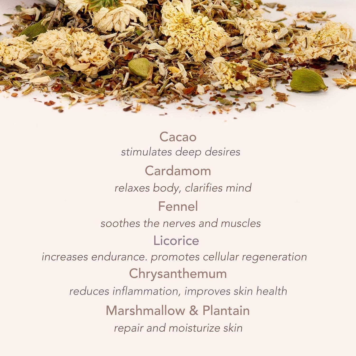 Waxing Moon Botanical Bath Tea Herbal Ayurvedic Bath Soak for Strength & Vitality w/Cacao