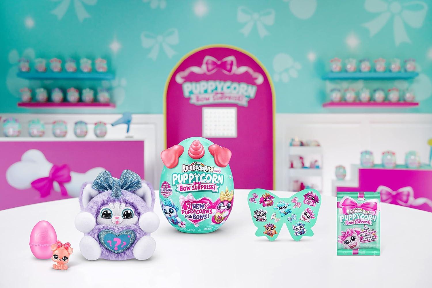 Rainbocorns Puppycorn Bow Surprise - Series 3 Plush Toy With 5 Layers Of Surprises, Includes Slime