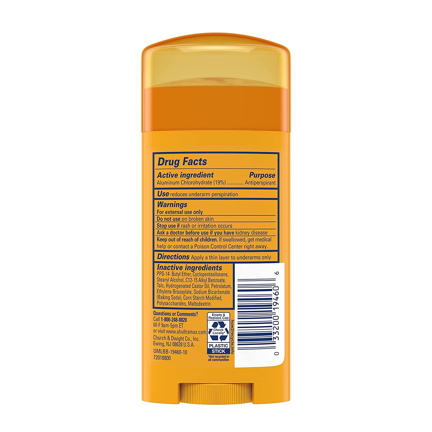 ARM & HAMMER ULTRAMAX AntiPerspirant Deodorant Solid Unscented 2.60 oz