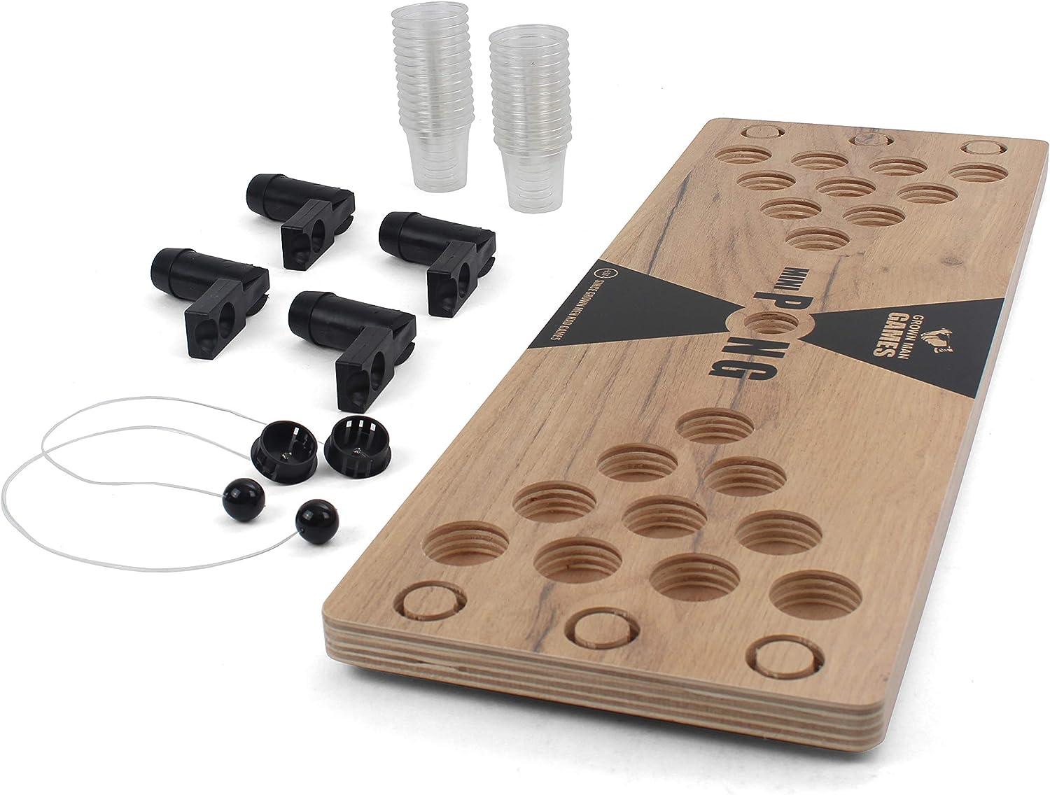 Grown Man Games Mini Beer Pong Set Fun Tabletop Drinking Party Game