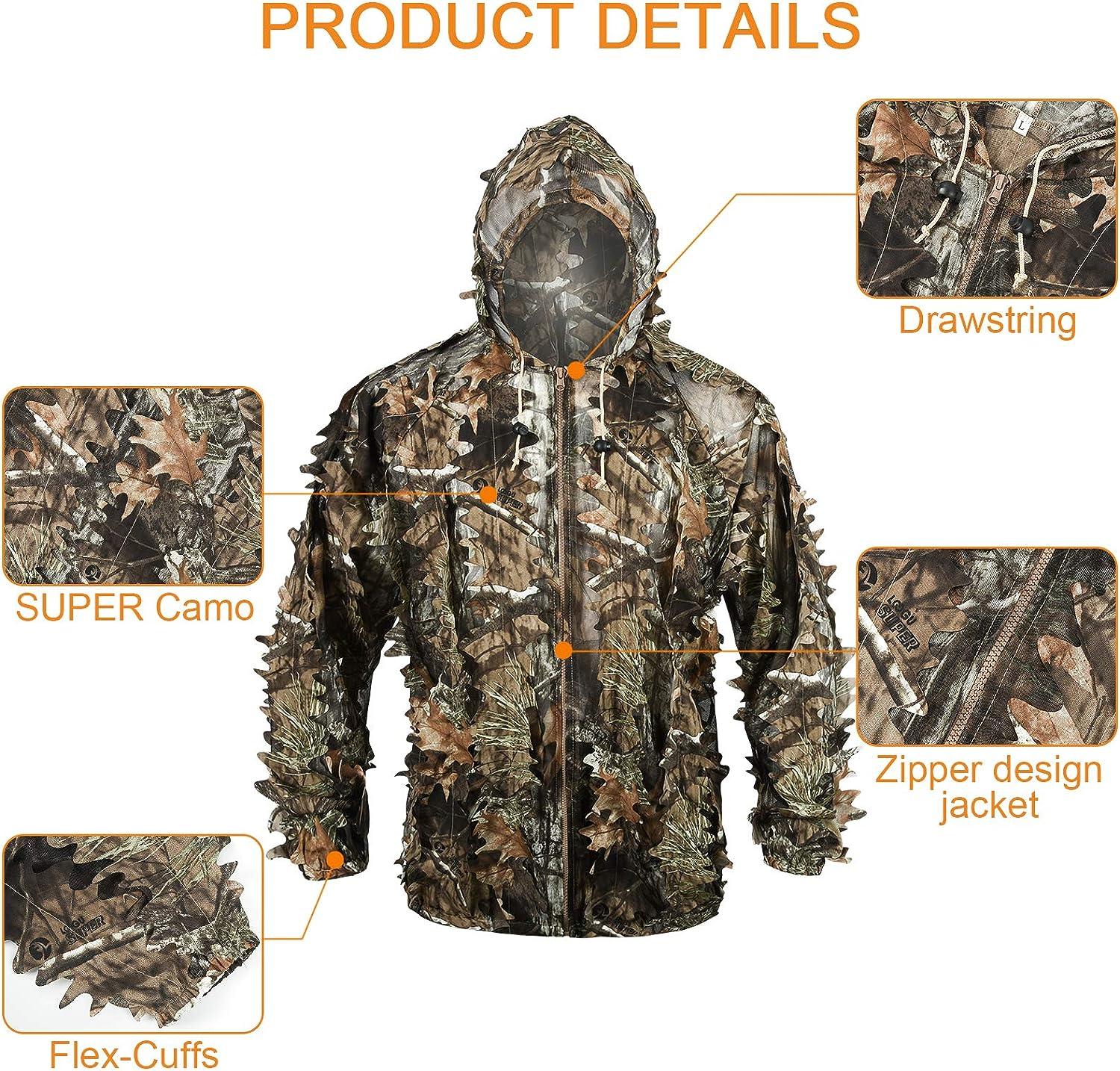 LOOGU Hunting Ghillie Suit, 3D Leafy Camo Suit Military and Shooting