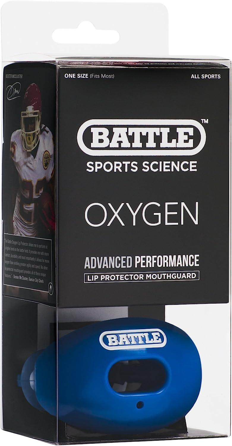 Battle Oxygen Lip Protector Mouthguard with Convertible Strap Football
