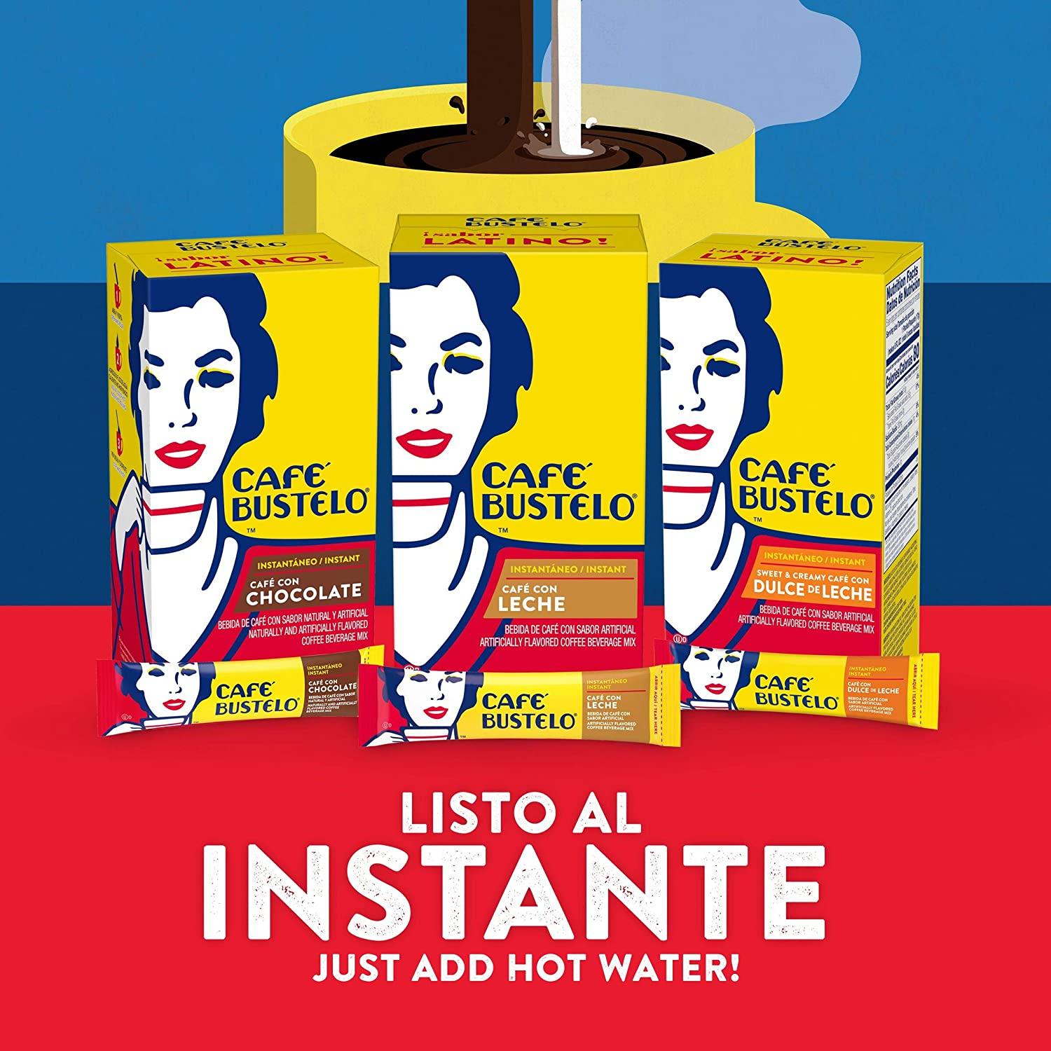 Cafe Bustelo Instant Coffee Cafe Con Leche 5 Packets (0.59 oz Each
