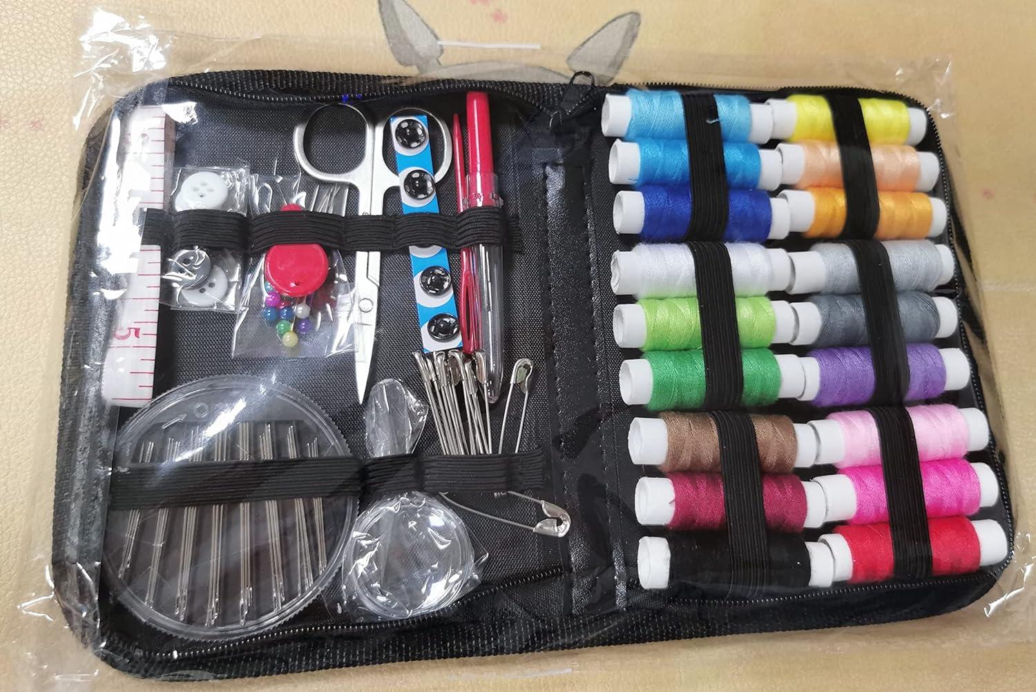 JUNING Sewing Kit with Case Portable Sewing Supplies for Home Traveler,  Adults, Beginner, Emergency, Kids Contains Thread, Scissors, Needles,  Measure