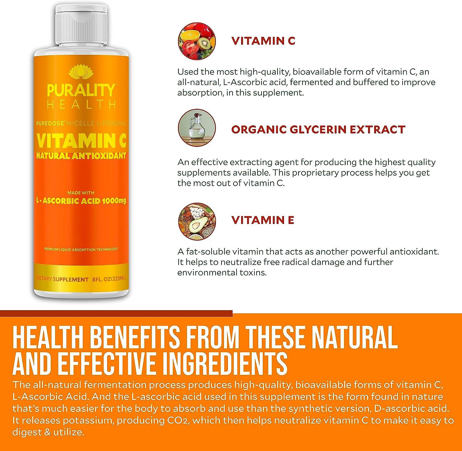 Purality Health Vitamin C Liquid: 1000mg Micelle Liposomal Formula,  Non-GMO, Gluten-Free, Vegan - 15 Day Supply | Buy Now with Express  International Delivery | GoSupps.com