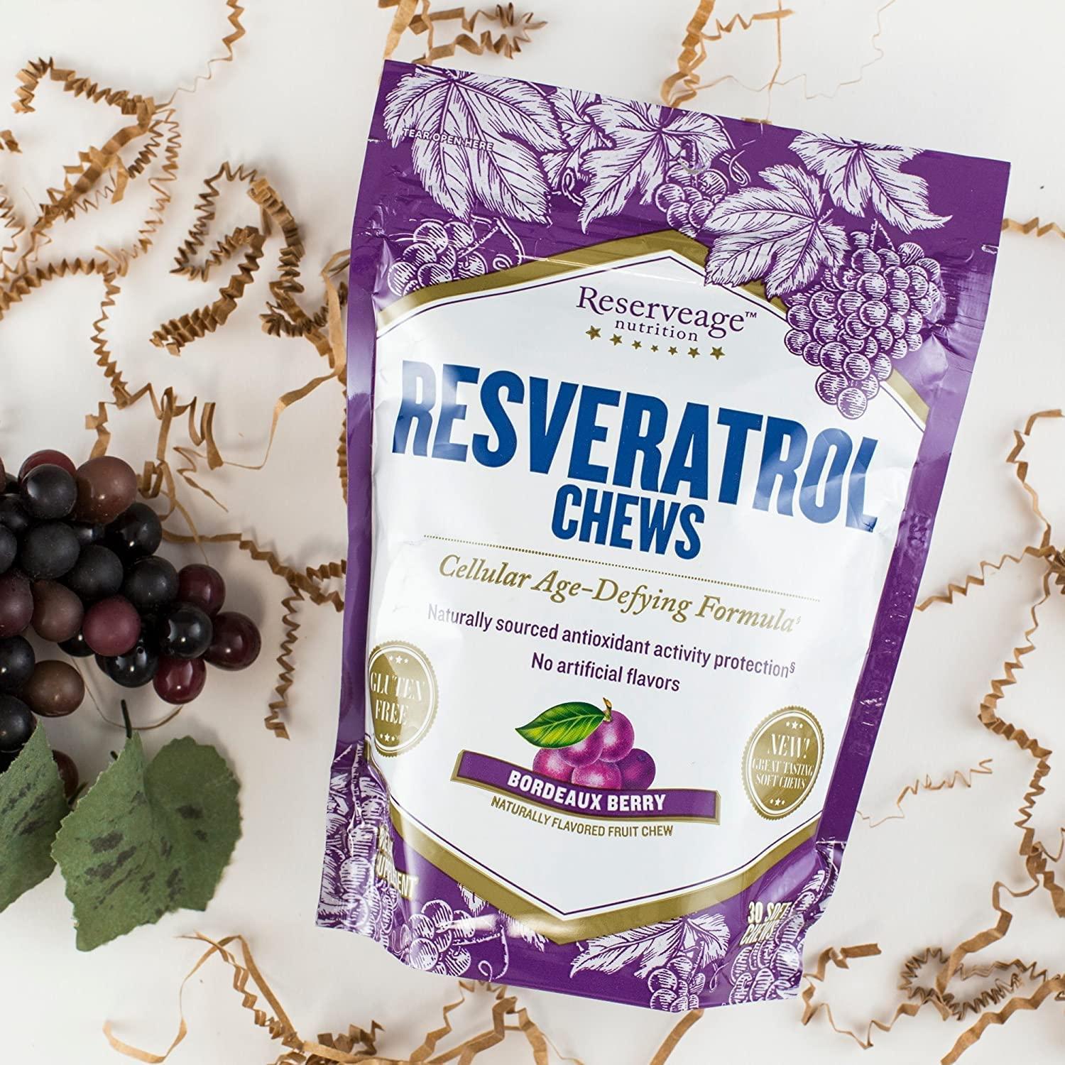 Reserveage, Resveratrol Chews, Anti Wrinkle Support to Protect Against The Aging Effects of Free