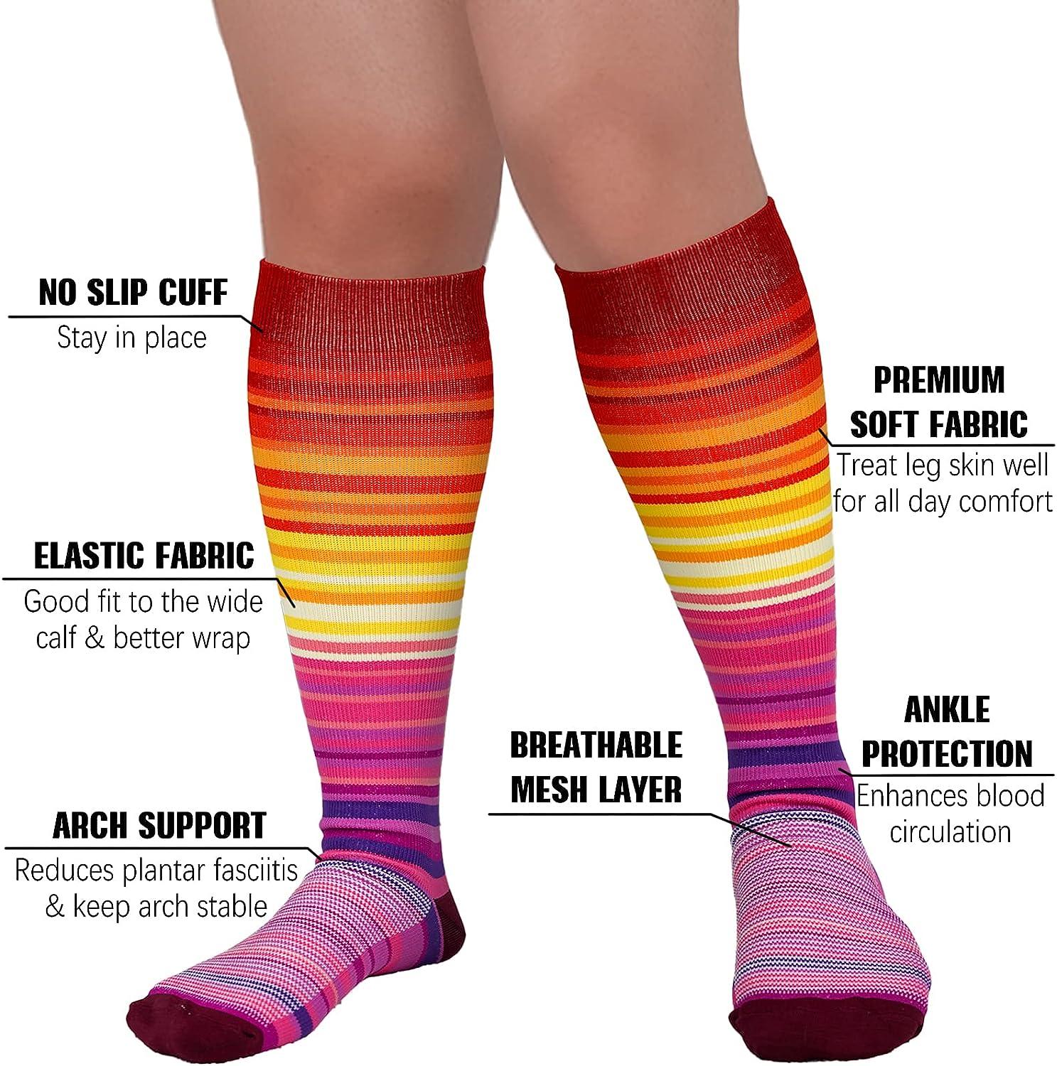 3 Pair Medical Plus Size Compression Socks Extra Wide Calf for Women para  Varices 20-30 mmHg Knee High Circulation for Diabetic Nurse Yard and  Pregnant Multicolor 01 XX-Large
