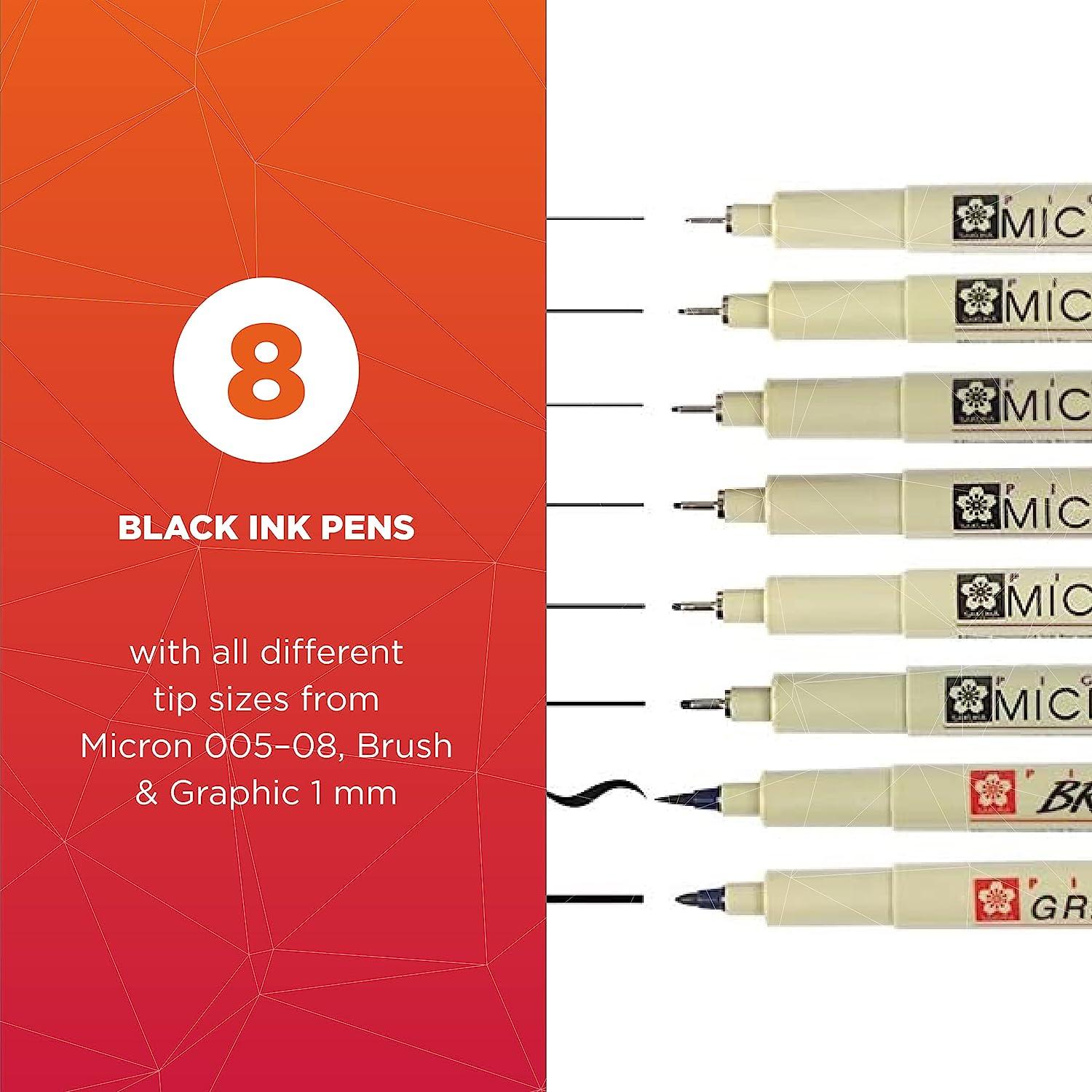 Sakura Liner Pigma Micron Pens Fineliner Set Brush Ink Marker