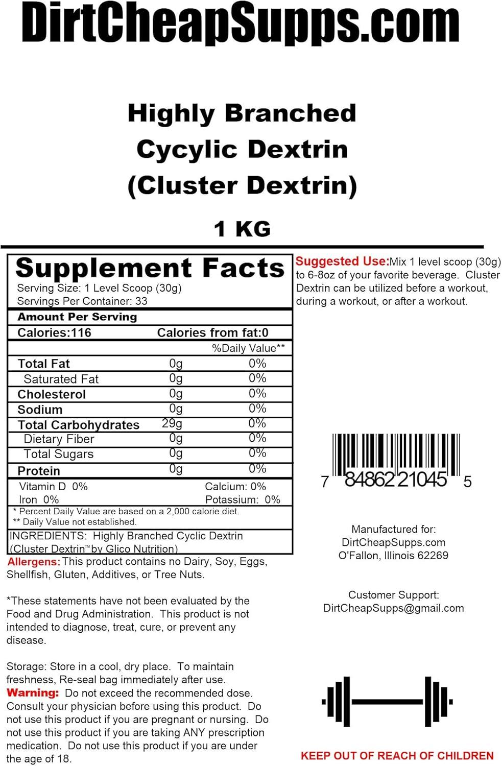 Buy Highly Branched Cyclic Dextrin (Cluster Dextrin) 1kg/2.2lbs ...
