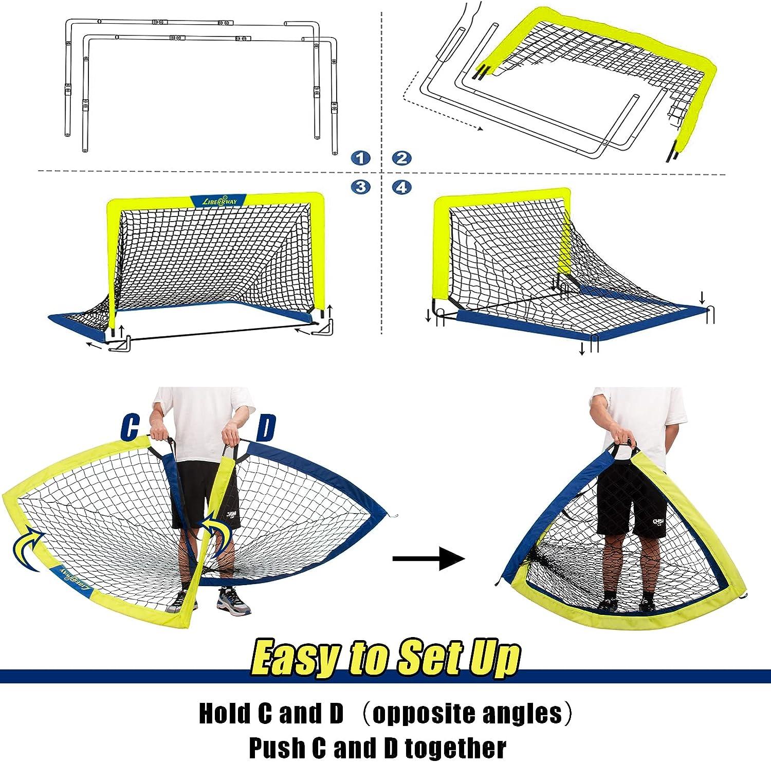 LIBERRWAY Soccer Goal 4'x 3' Portable Kids Soccer Goals for Backyard or