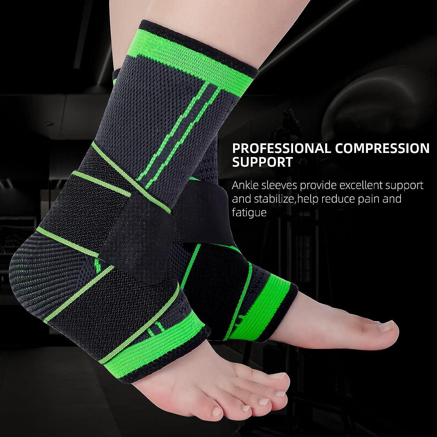 Ankle Support Braces (1Pair) Breathable Ankle Compression Sleeves with  Adjustable Wrap Elastic Ankle Brace Stabilizer for Plantar Fasciitis  Achilles Tendonitis Sprained Ankle Pain Swelling Relief 2