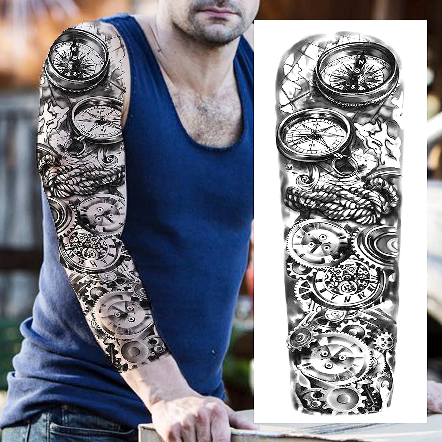 FANRUI 24 Sheets Cool Super Large Full Arm Temporary Tattoo Sleeve For