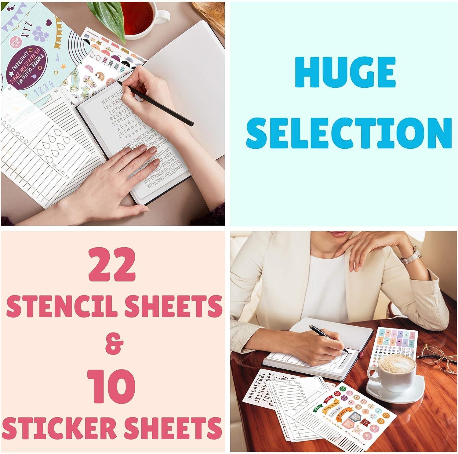  16Pcs Journal Stencils Set - Time Saving Bullet Journaling  Supplies/Accessories Kit -Ultimate Productivity Planner Stencil for Bullet  Journal Stencils A5 Dotted Journals : Arts, Crafts & Sewing