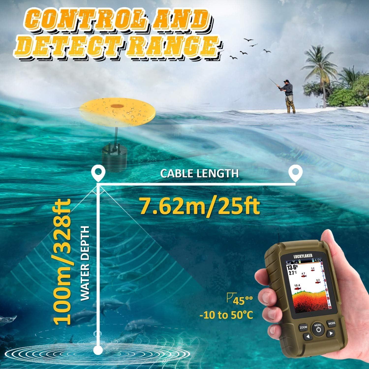 LUCKY Wireless Handheld Fish Finders Boat Wired Transducer Fishing Finder  Sensor Sonar Waterproof Portable Depth Finders for Ice Fishing Sea Fishing  Kayak