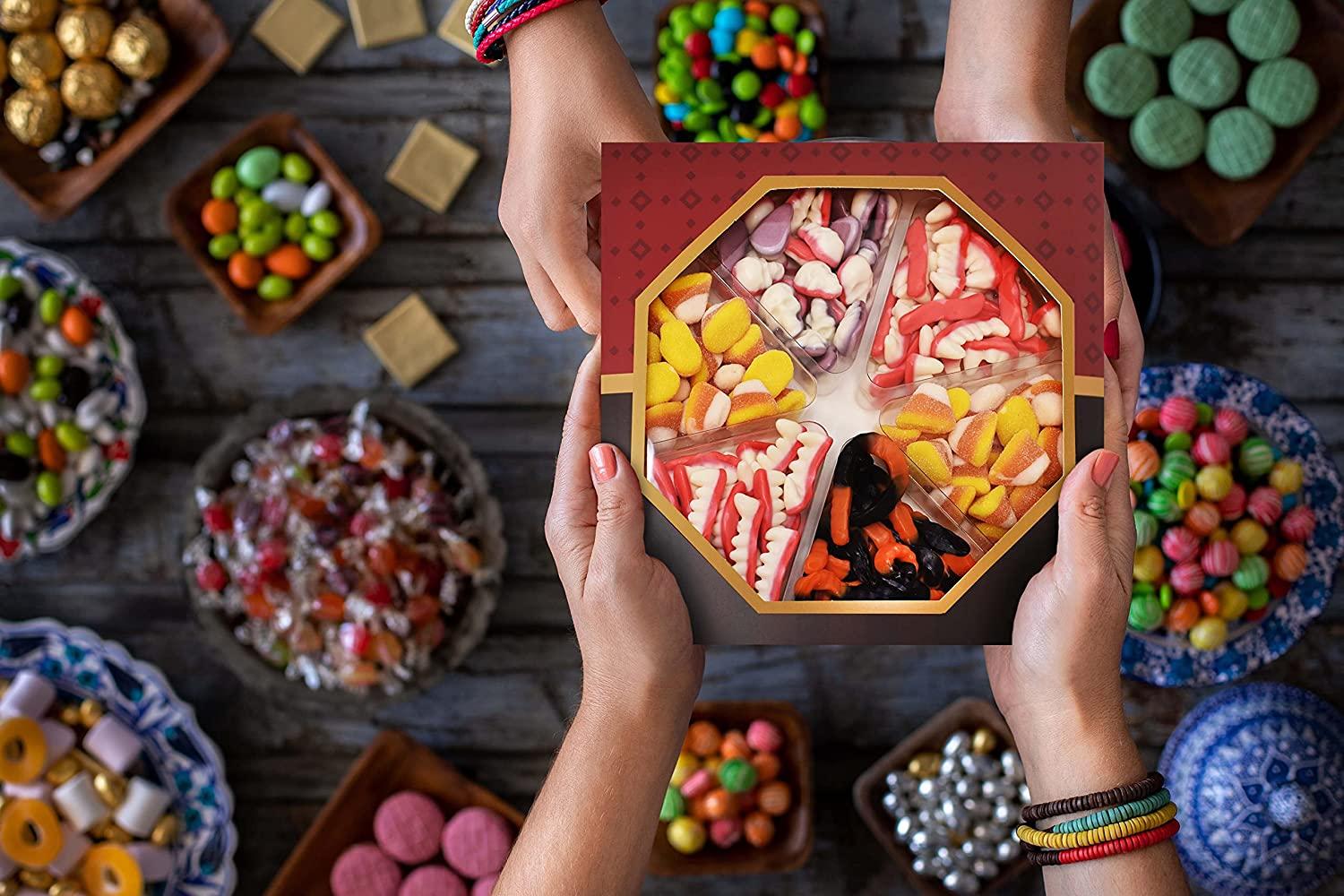 Halloween Gummies Candy Gift Tray, Dracula Teeth, Candy Corn, Worms