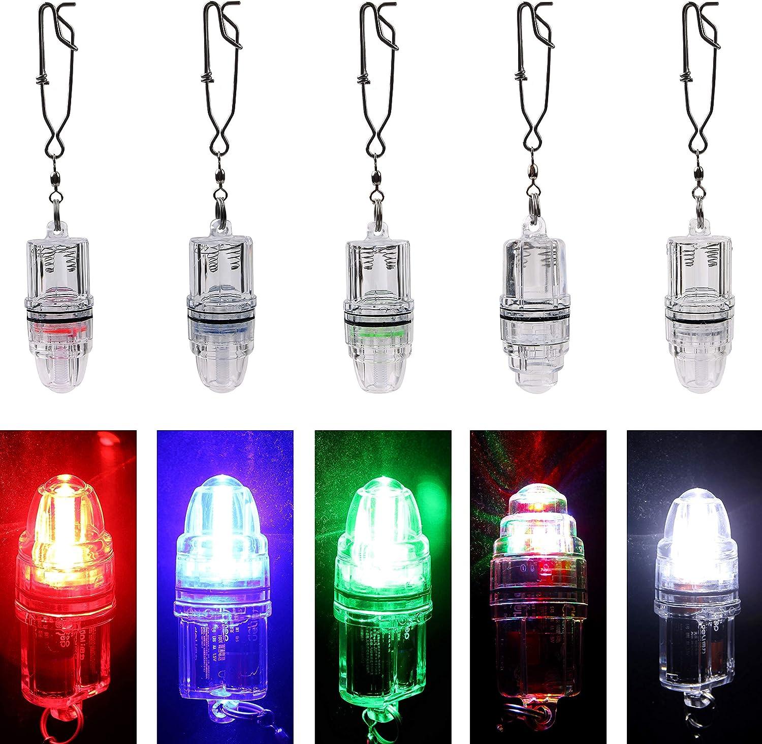 OROOTL LED Fishing Lights Underwater Battery Powered Deep Drop Fishing  Light with Clip Waterproof Fish Attracting Lure Lamp Green Blue Red White  Multicolor 2,100ft Green-constant light