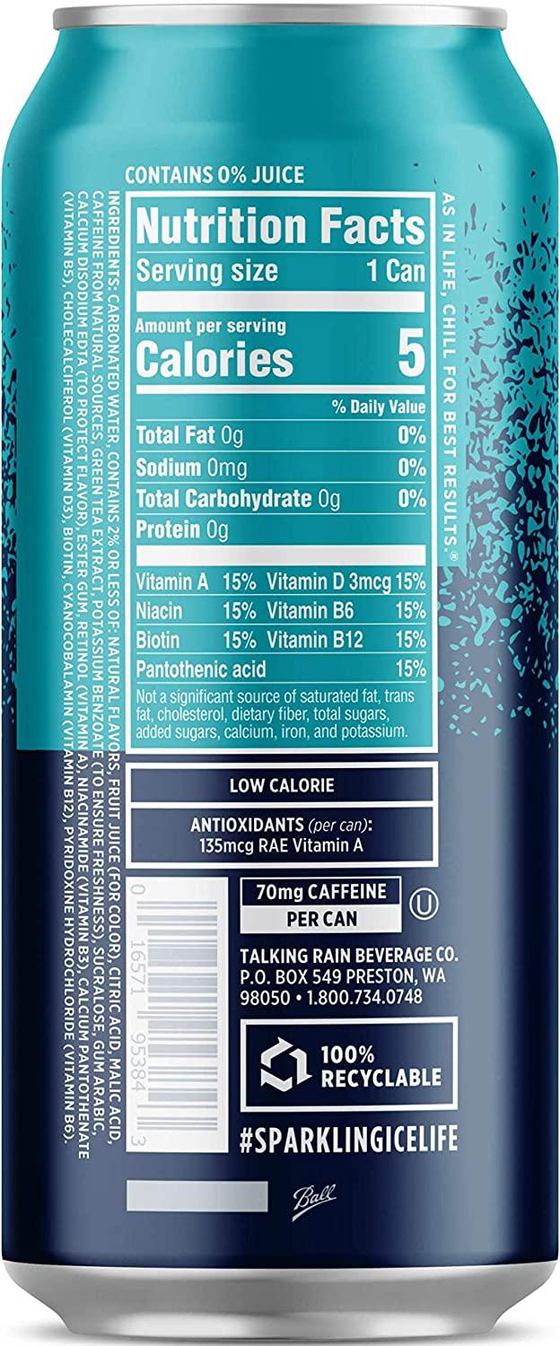 Sparkling Ice +Caffeine 16 Ounce, 4 Flavor Variety Pack of 12 ...