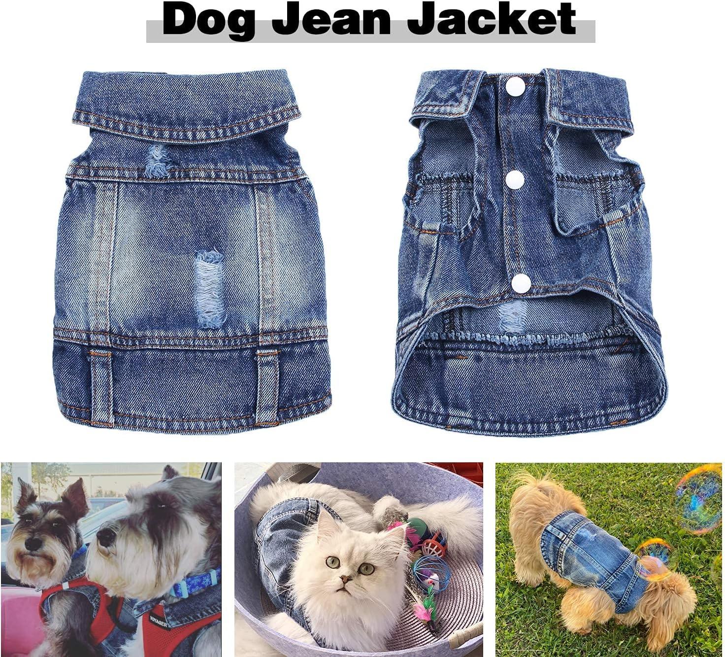 Dog Jean Jacket Puppy Blue Denim Lapel Vest Coat Costume Girl