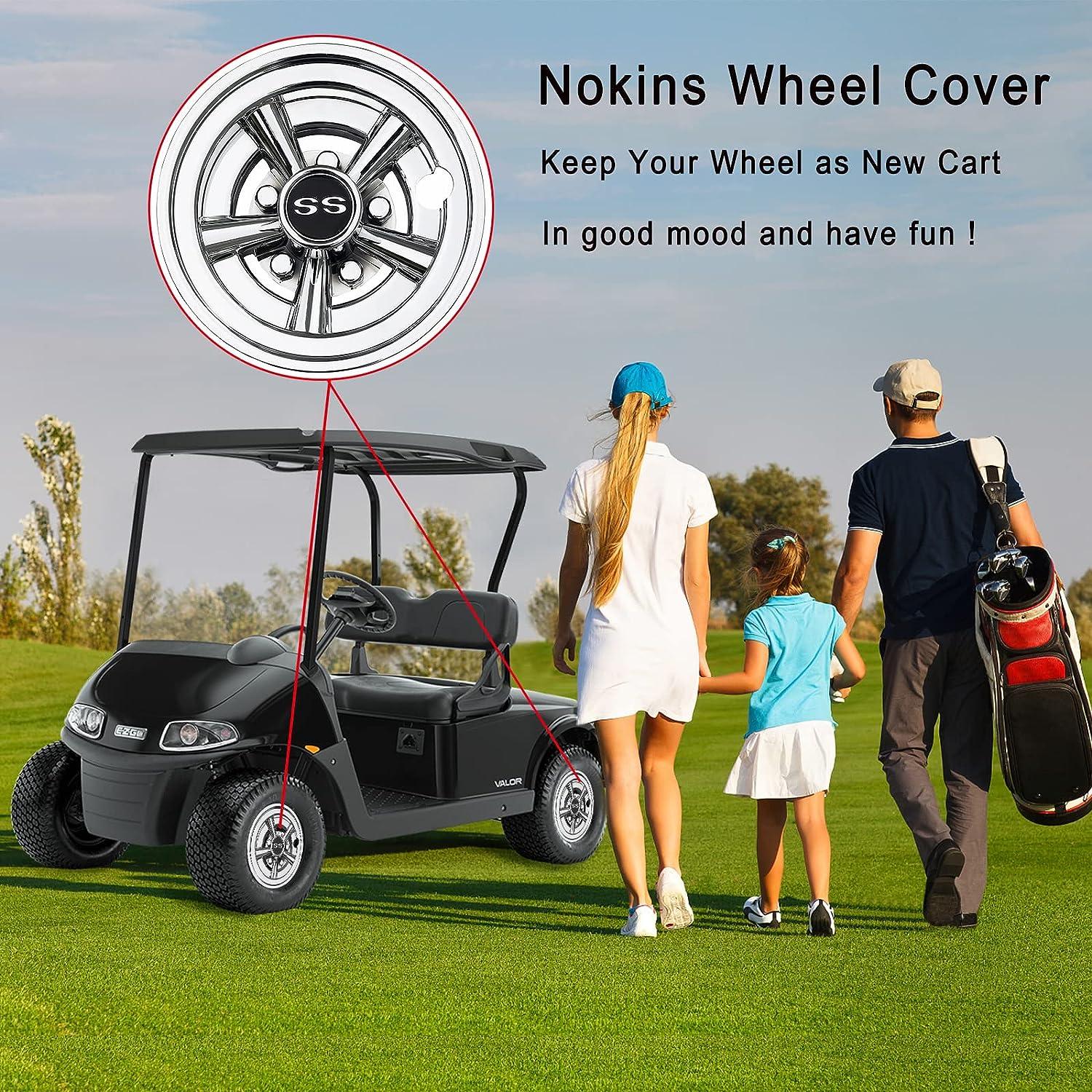 Premium Golf Cart Hubcaps, 8 Inch SS Chrome Golf Cart Hub Caps Set of 4