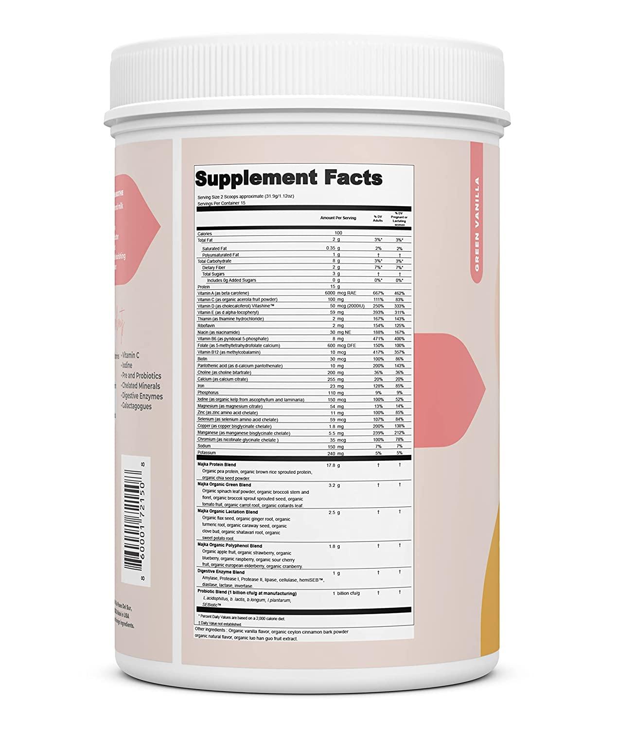 Majka Organic Lactation Protein Powder Breastfeeding Safe Supplement