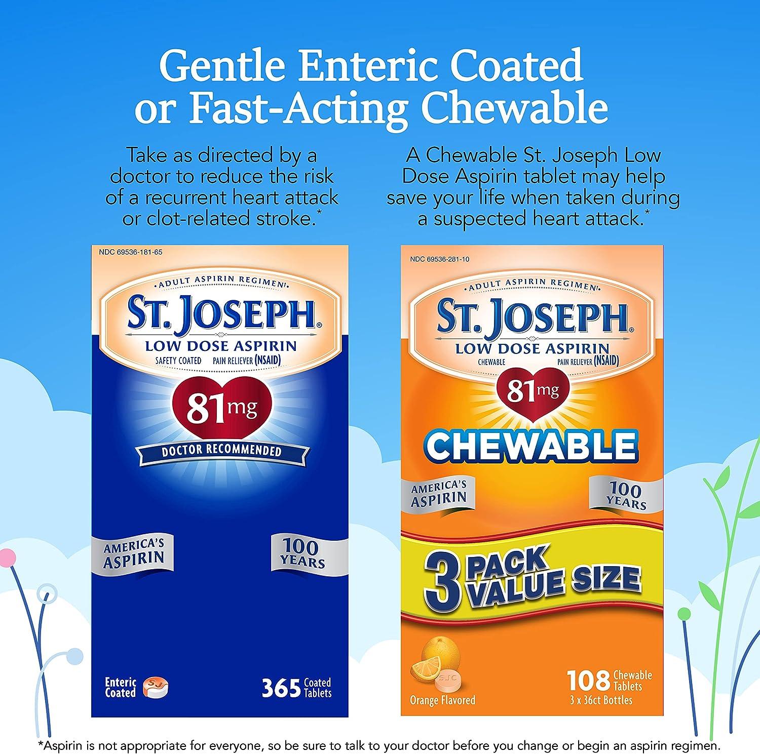 St. Joseph 81mg Chewable Orange Aspirin Tablets Adult Low Dose