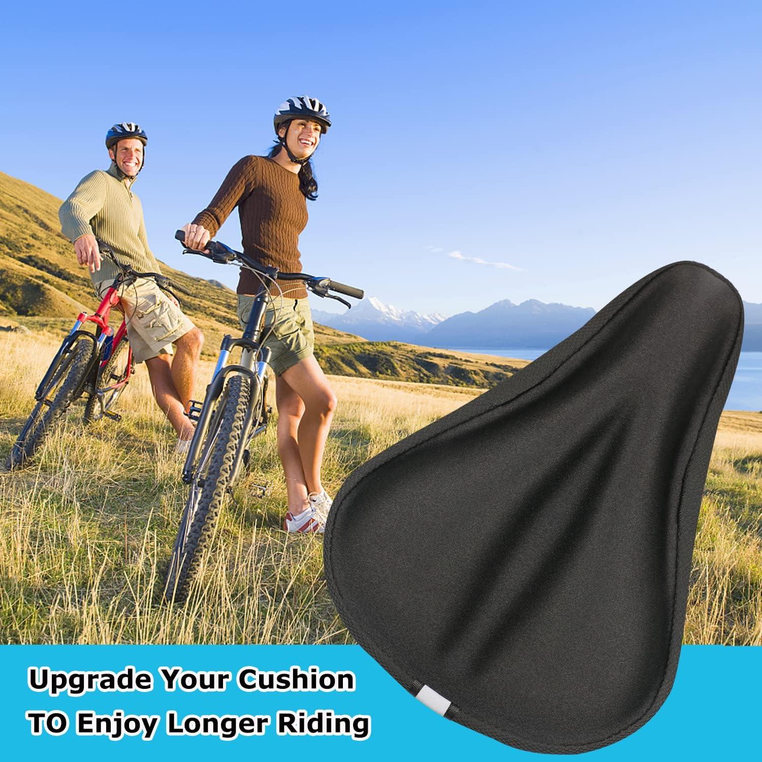 MERACH Exercise Bike Seat Cushion - Most Comfortable Gel Padded Bike Seat Cover for Men & Women, Compatible with Cruiser, Stationary Bike, Exercise