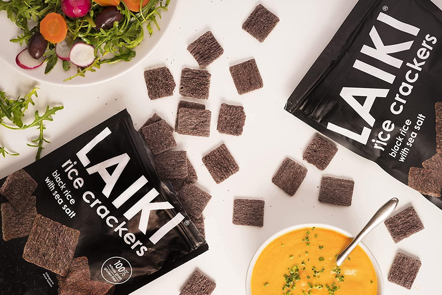 LAIKI Black Rice Crackers Gluten Free Rice Snacks Deliciously Light