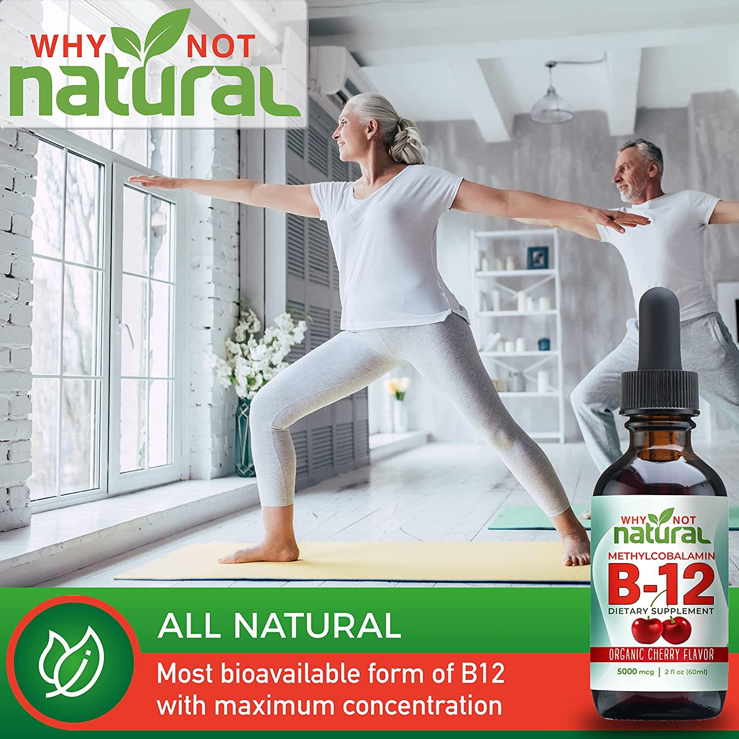 Organic Vitamin B12 Liquid 5000mcg Drops Sublingual Extra Strength