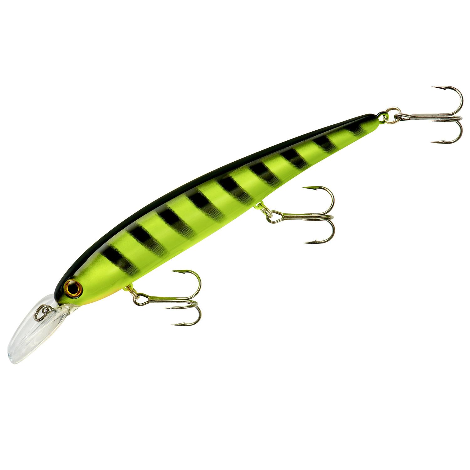 Bandit Walleye Minnow Jerkbait Fishing Lure, Shallow (Trolls to 12') 4.5  Inch, 5/8 Ounce Chartreuse Black Stripes
