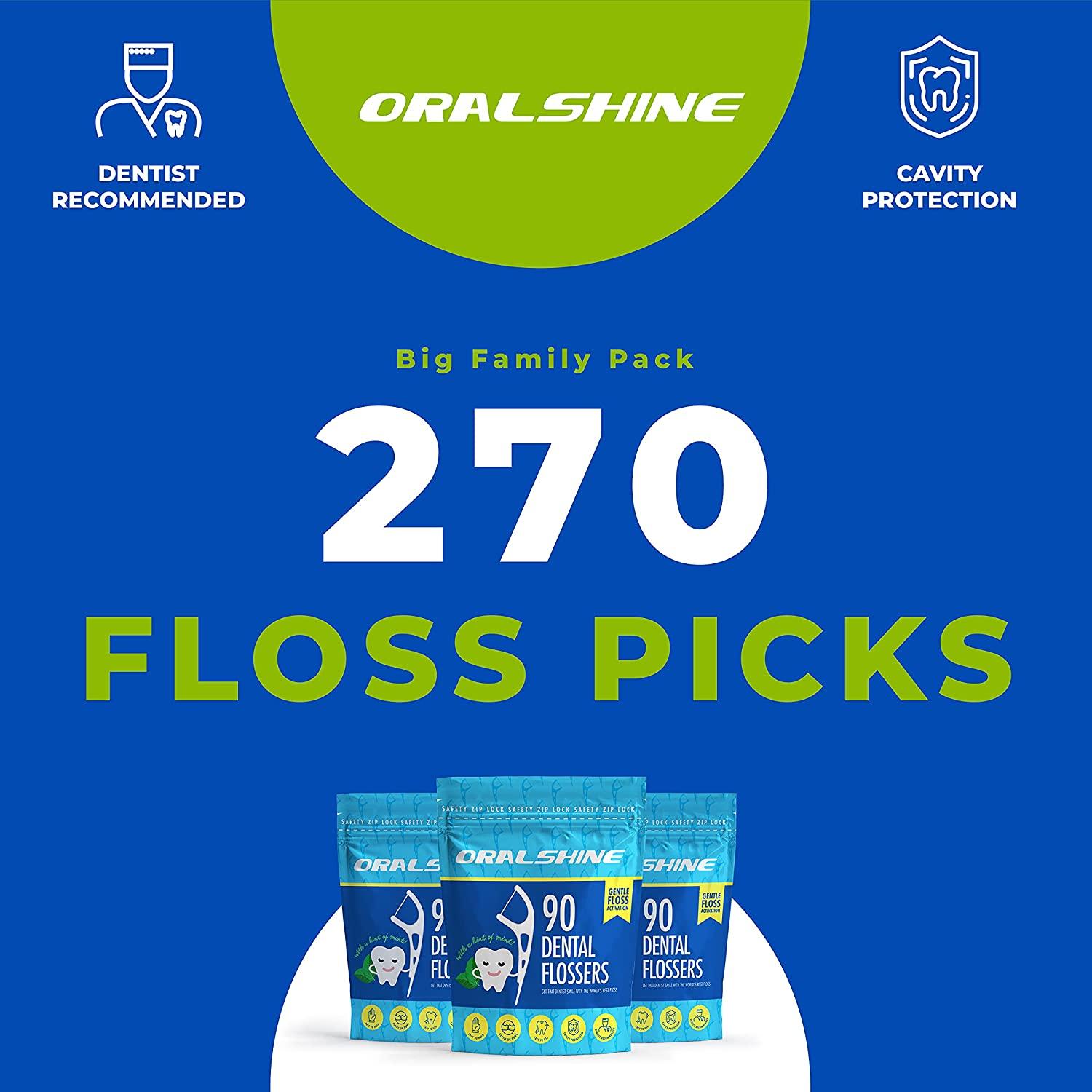 2in1 Mint Dental Floss Picks with Glide Technology for Adults 270 Count