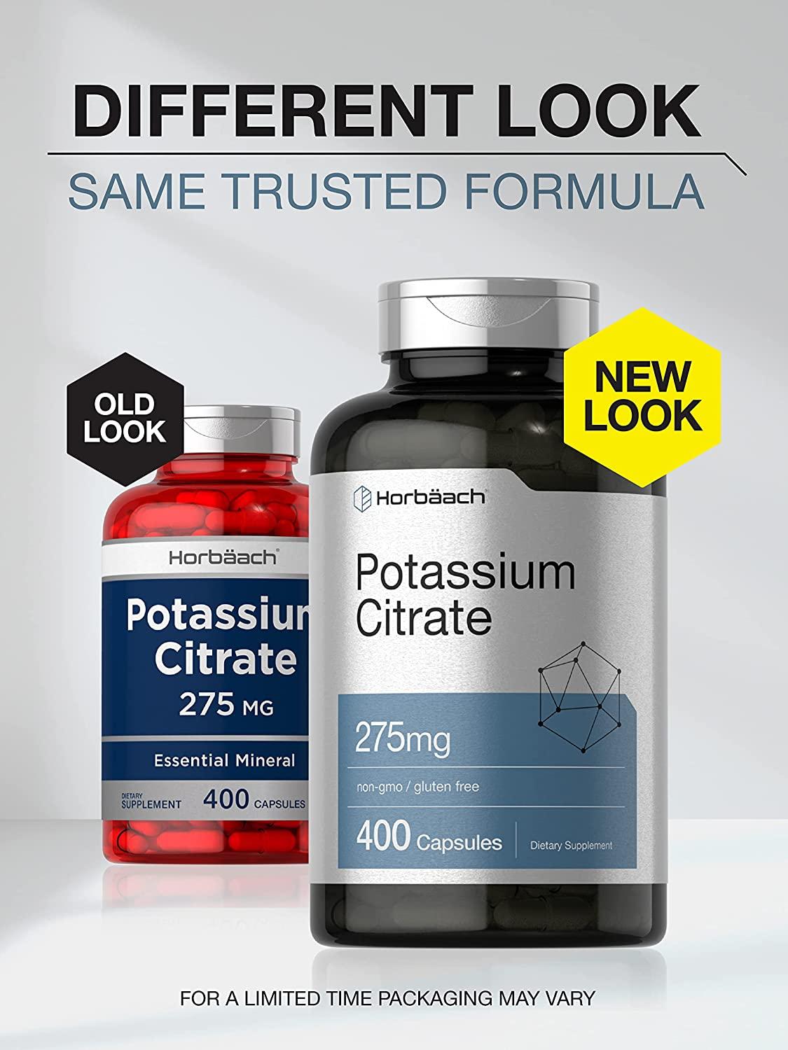 Potassium Citrate Supplement 275 mg 400 Capsules NonGMO, Gluten