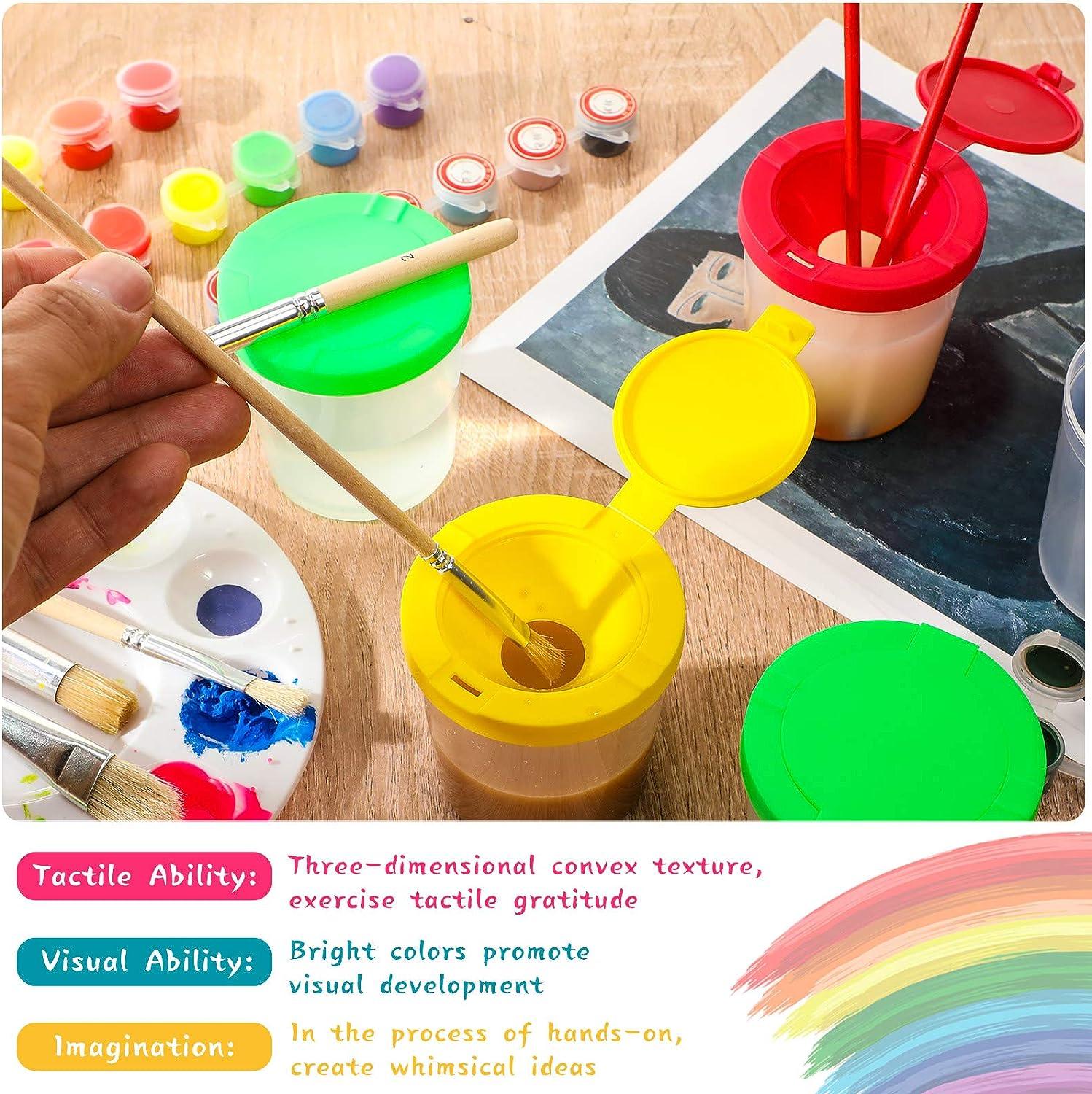 Art Supply 4 Piece Children No Spill Paint Cups with Colored Lids