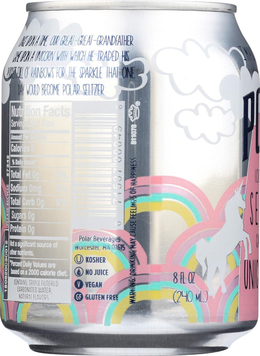 Polar Beverages Beverage Seltzer Unicorn Kisses 8 Fl Oz 6 Pack