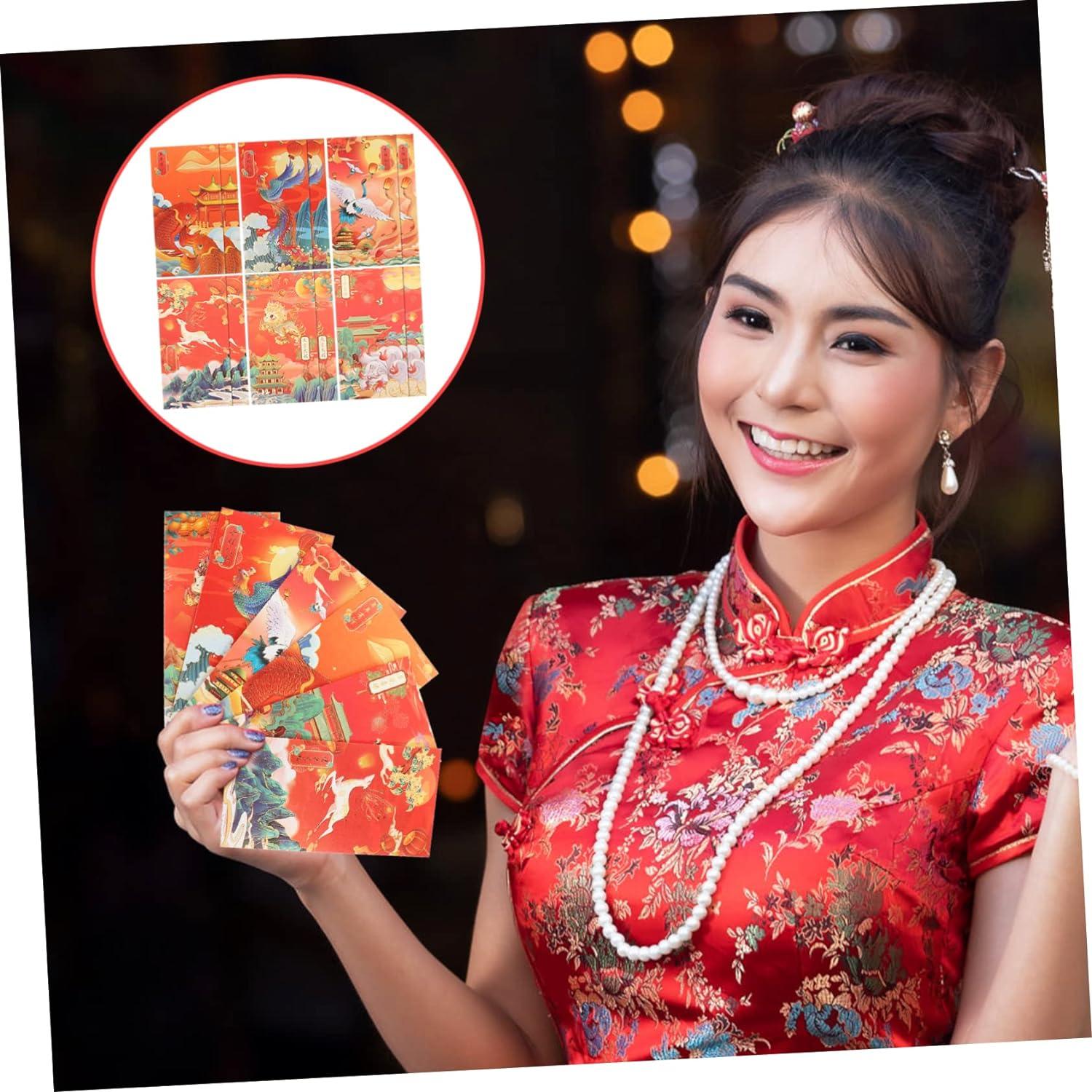 ABOOFAN 60 Pcs Trendy Red Envelope Chinese Red Packets Red Envelopes