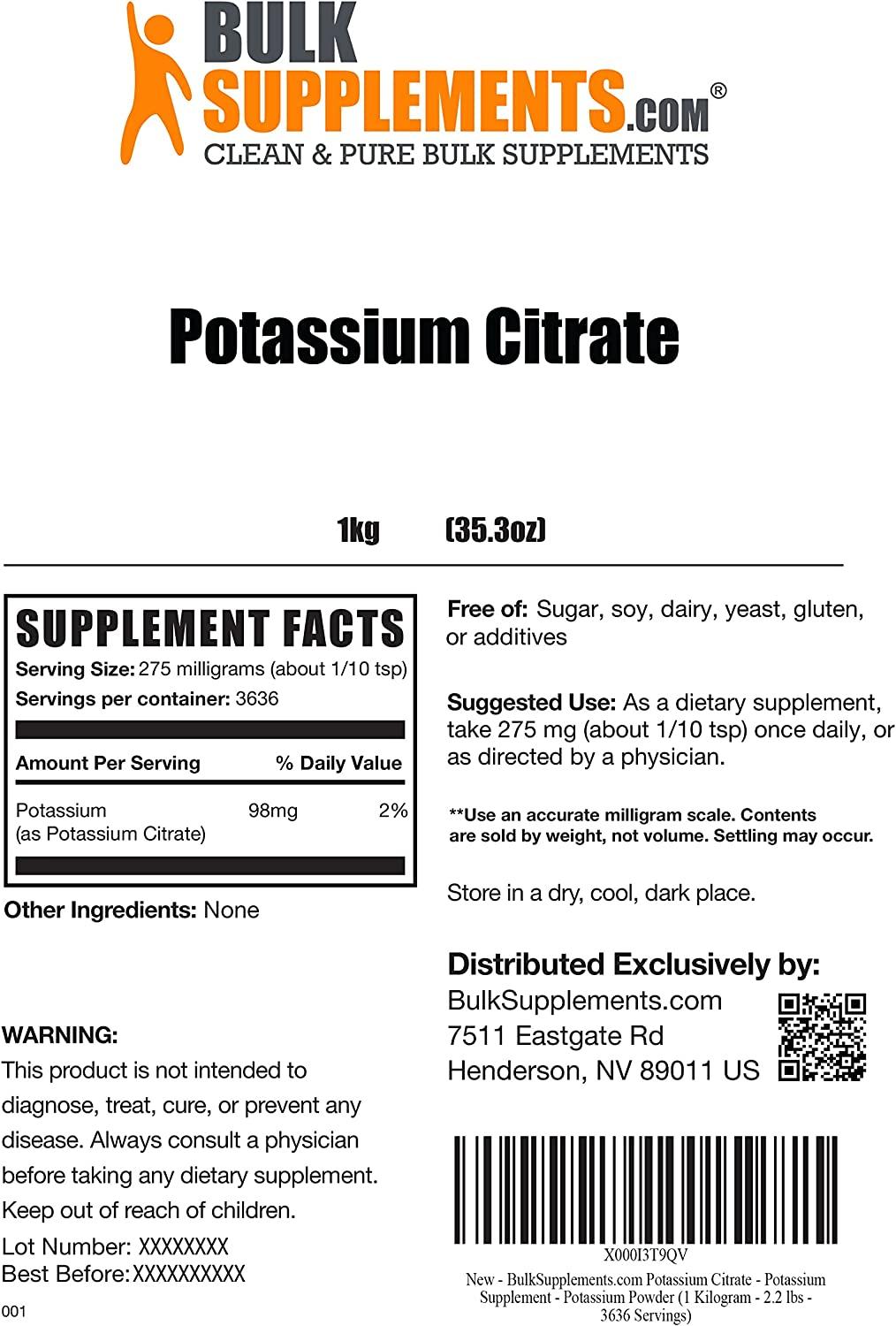 Potassium Citrate Powder 1kg Electrolyte Supplement
