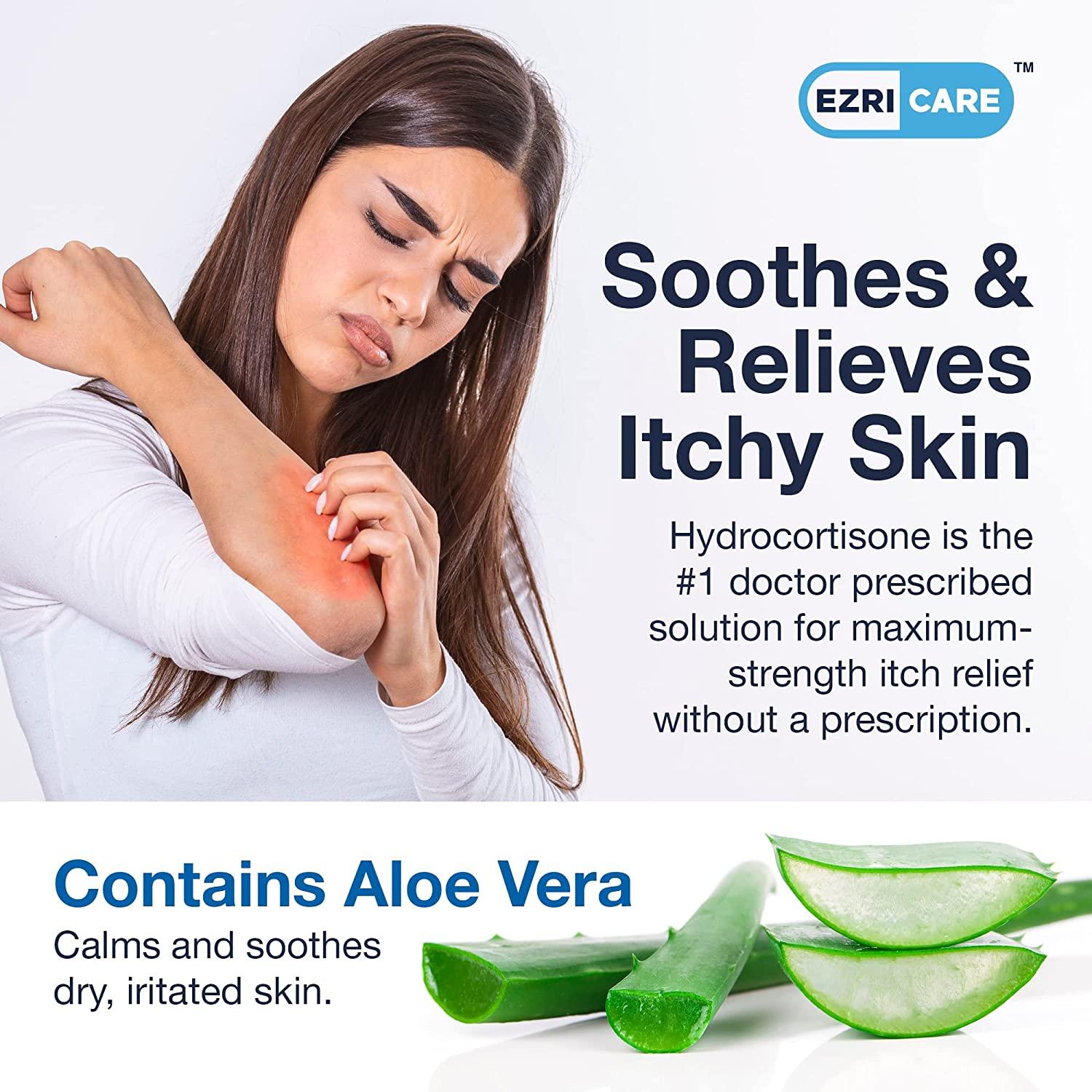 EzriCare Hydrocortisone Cream USP 1 with Aloe Vera Anti Itch Cream Extra Strength Itchy Skin