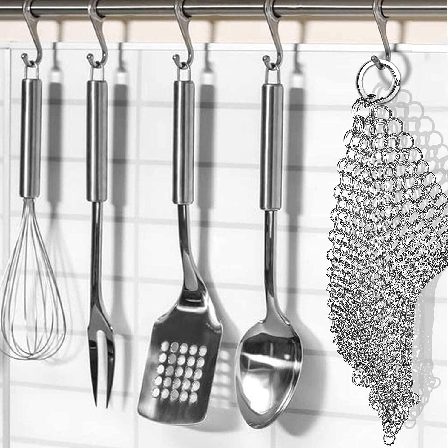  Cast Iron Scrubber 316 Stainless Steel Cast Iron Skillet Cleaner  8x6 Chainmail Scrubber Scraper Chain Mail Link Scrub for Cast Iron  Pre-Seasoned Pans, Griddles, BBQ Grills, and Pot Cookware Cleaning 