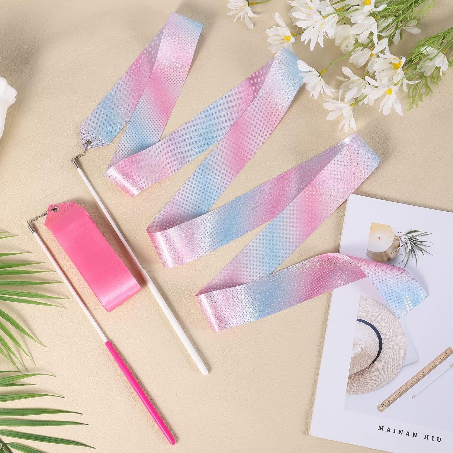 KINBOM Dance Ribbons Set - 2m Gymnastics Streamers for Kids with Ribbon ...