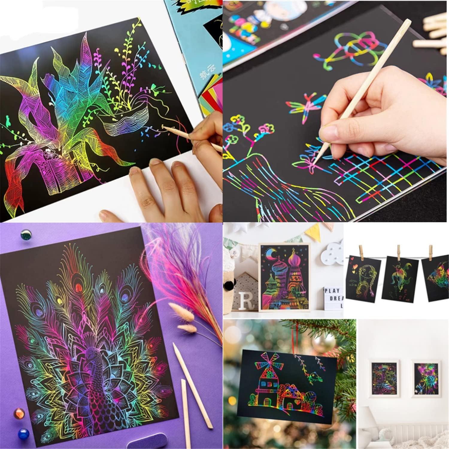 yesogreat Scratch Art Books for Kids, Rainbow Scratch Paper Black
